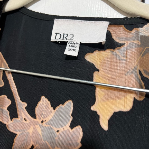 DR2 Black Floral Velvet Burnout Kimono Cardigan - Picture 4 of 4